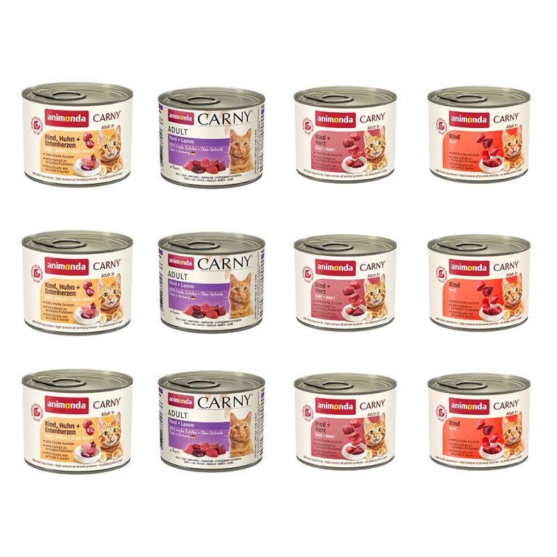 Mix Sparpaket animonda Carny Adult 12 x 200 g - Mixpaket Rind (4 Sorten) von Animonda Carny