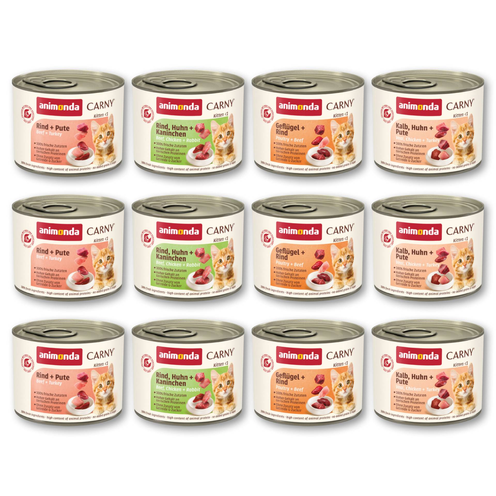 Mix Sparpaket animonda Carny Kitten 12 x 200 g - Mixpaket Kitten (4 Sorten) von Animonda Carny