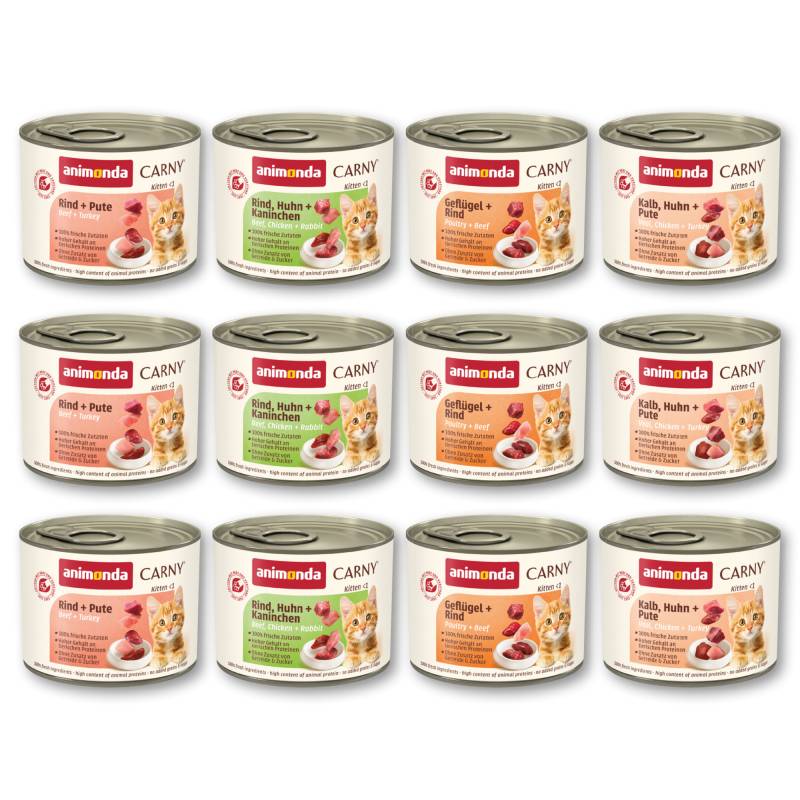 Mix Sparpaket animonda Carny Kitten 12 x 200 g - Mixpaket Kitten (4 Sorten) von Animonda Carny