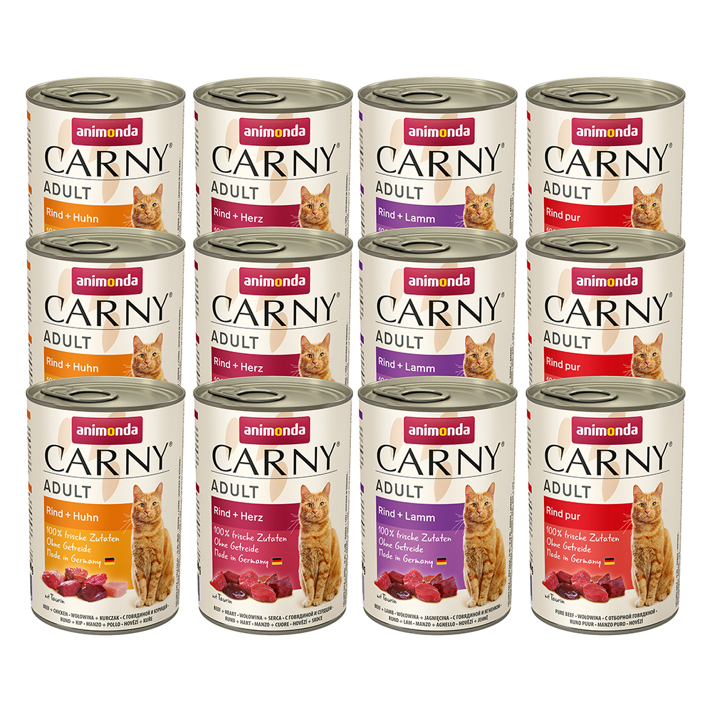 Sparpaket animonda Carny Adult 12 x 400g - Mixpaket Rind (4 Sorten) von Animonda Carny