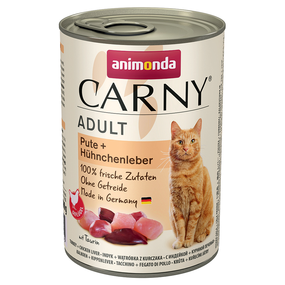 Sparpaket animonda Carny Adult 12 x 400g - Pute & Hühnchenleber von Animonda Carny