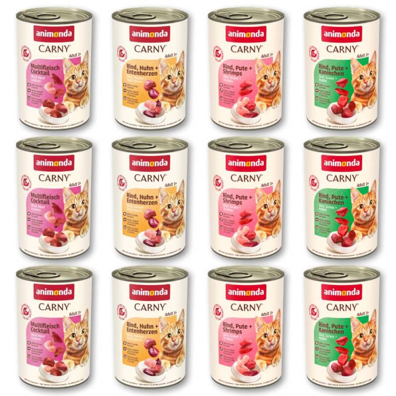 Sparpaket animonda Carny Adult 12 x 400g - Mixpaket Rind & Geflügel (4 Sorten) von Animonda Carny