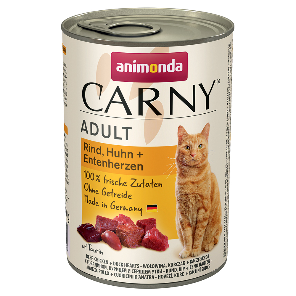 Sparpaket animonda Carny Adult 24 x 400 g - Rind, Huhn & Entenherzen von Animonda Carny