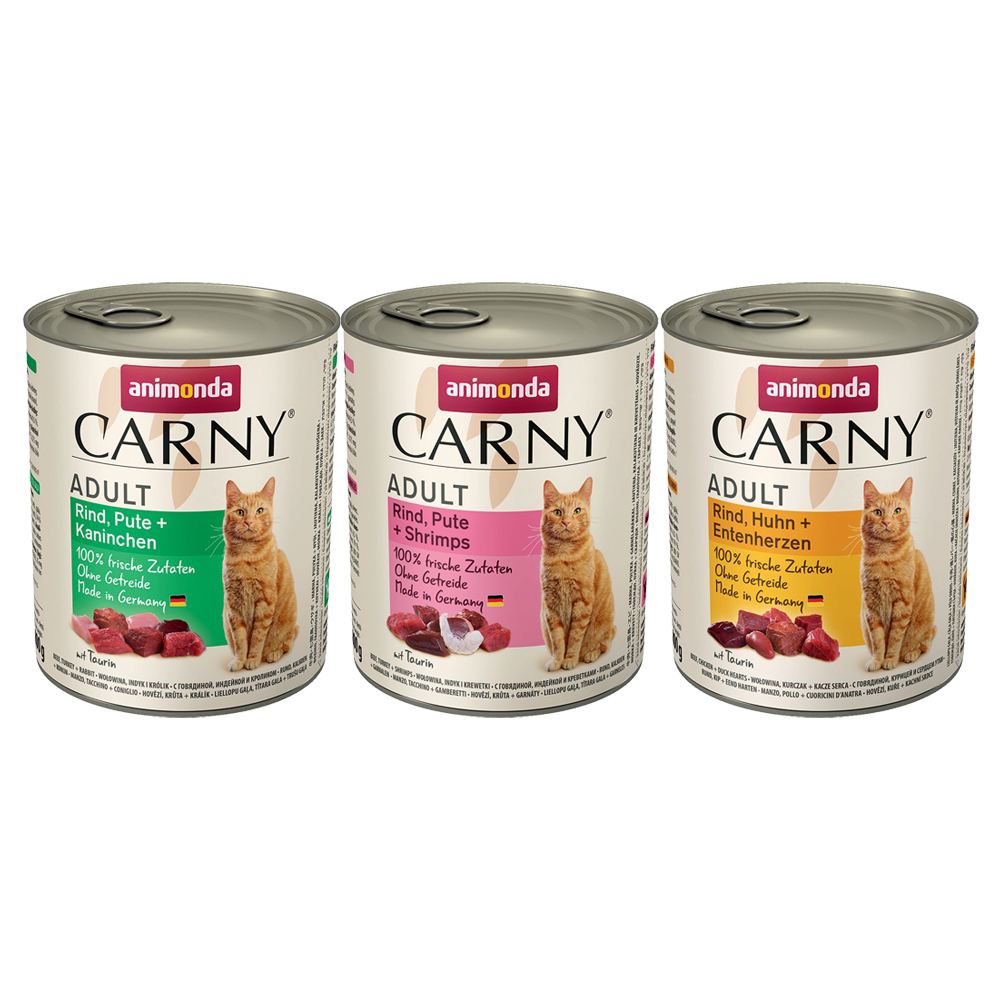 Sparpaket animonda Carny Adult 24 x 800 g - Mixpaket Rind & Geflügel (3 Sorten) von Animonda Carny