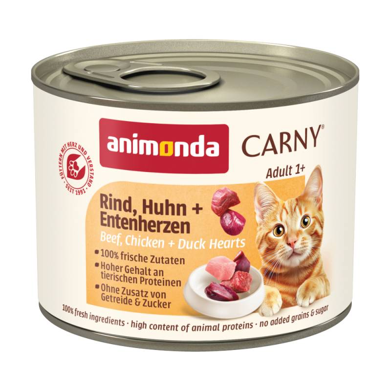 Sparpaket animonda Carny Adult 24 x 200 g - Mixpaket (Rind/Kabeljau & Rind/Pute/Shrimps) von Animonda Carny