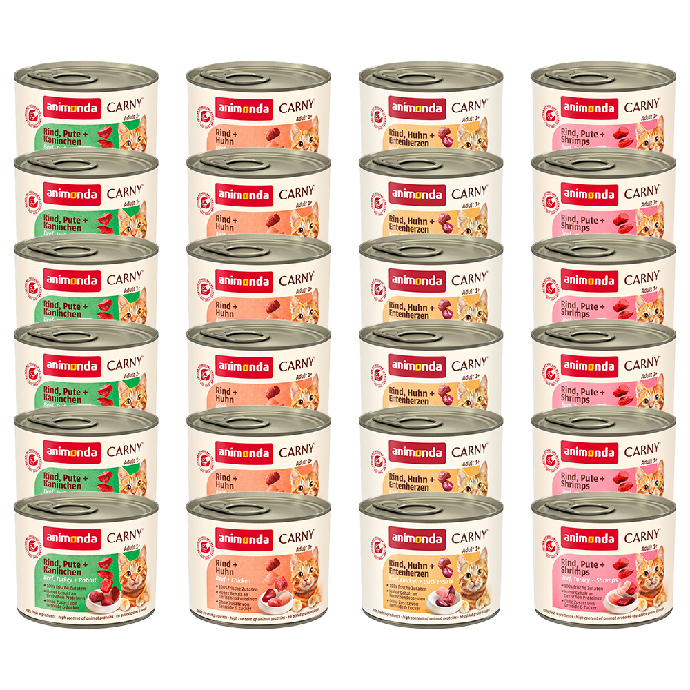 Sparpaket animonda Carny Adult 24 x 200 g - Mixpaket Rind & Geflügel (4 Sorten) von Animonda Carny