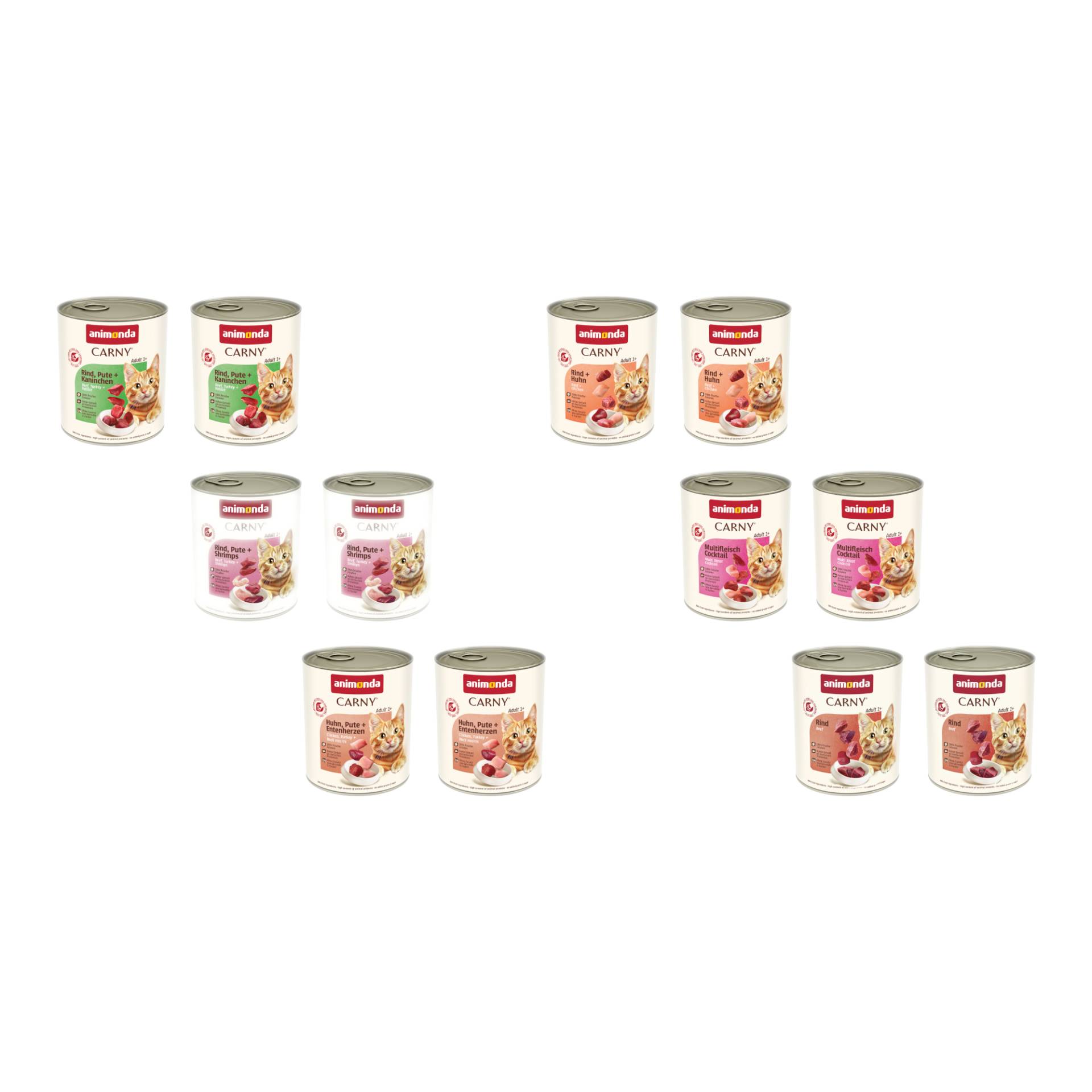 Sparpaket animonda Carny Adult 24 x 800 g - Mixpaket Rind 2 (6 Sorten) von Animonda Carny