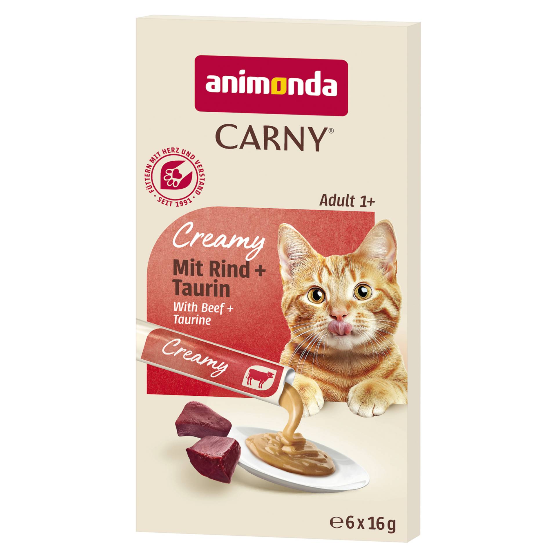 animonda Carny Adult Creamy - 6 x 16 g Rind & Taurin animonda Carny Adult Creamy - 6 x 16 g Rind & Taurin von Animonda Carny