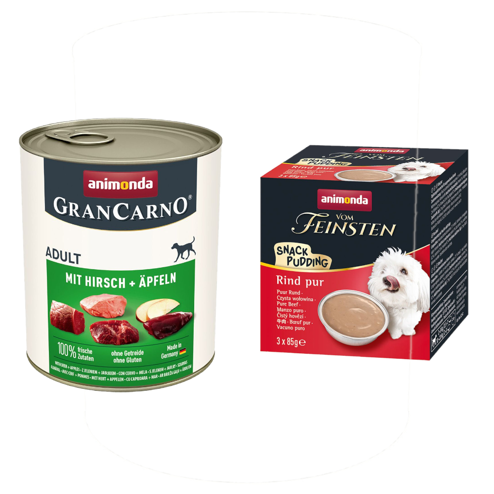 24 x 800 g animonda GranCarno Original Adult + 3 x 85 g Snack-Pudding gratis! - Hirsch & Äpfel von Animonda GranCarno