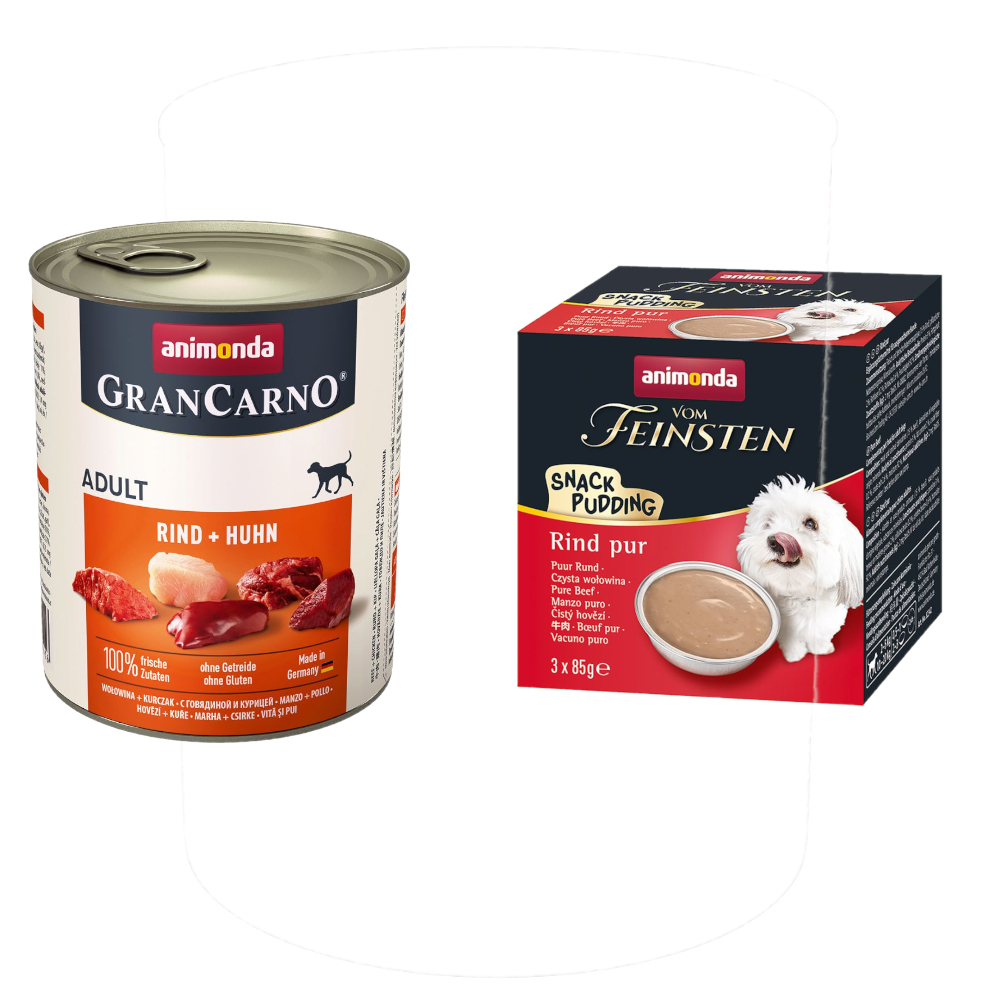 24 x 800 g animonda GranCarno Original Adult + 3 x 85 g Snack-Pudding gratis! - Rind & Huhn von Animonda GranCarno