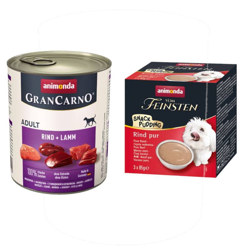 24 x 800 g animonda GranCarno Original Adult + 3 x 85 g Snack-Pudding gratis! - Rind & Lamm von Animonda GranCarno