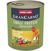 animonda GranCarno Adult Superfoods 24 x 800 g - Huhn + Spinat, Himbeeren, Kürbiskerne von Animonda GranCarno