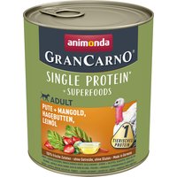 animonda GranCarno Adult Superfoods 24 x 800 g - Pute + Mangold, Hagebutten, Leinöl von Animonda GranCarno