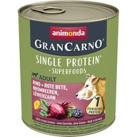 animonda GranCarno Adult Superfoods 24 x 800 g -  Rind + Rote Bete, Brombeeren, Löwenzahn von Animonda GranCarno