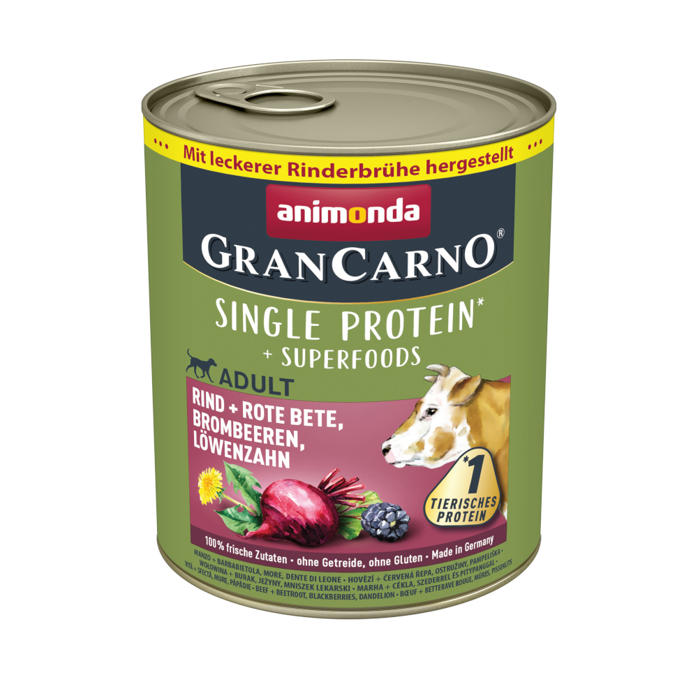 Sparpaket animonda GranCarno Adult Superfoods 24 x 800 g - Rind + Rote Bete, Brombeeren, Löwenzahn Sparpaket animonda GranCarno Adult Superfoods 24 x 800 g - Rind + Rote Bete, Brombeeren, Löwenzahn von Animonda GranCarno