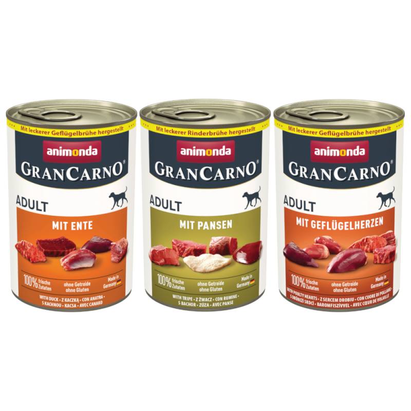 Sparpaket animonda GranCarno Original 12 x 400 g - Mixpaket 2 Deftige Variation (3 Sorten) von Animonda GranCarno