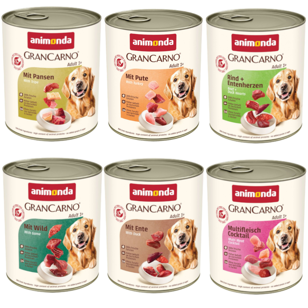 Sparpaket animonda GranCarno Original 12 x 800 g - Kräftige Variation (6 Sorten) von Animonda GranCarno