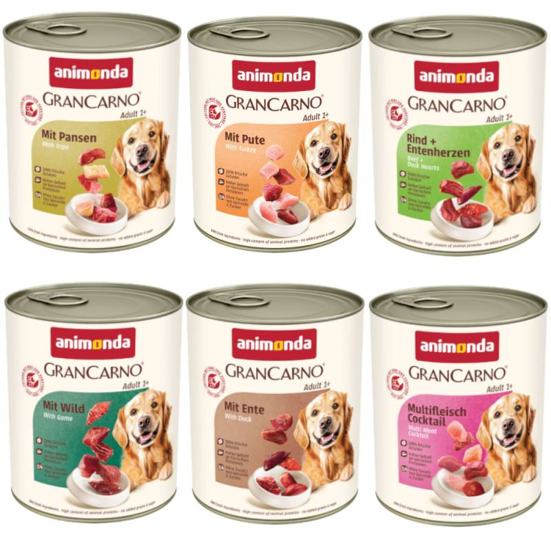 Sparpaket animonda GranCarno Original 12 x 800 g - Kräftige Variation (6 Sorten) von Animonda GranCarno