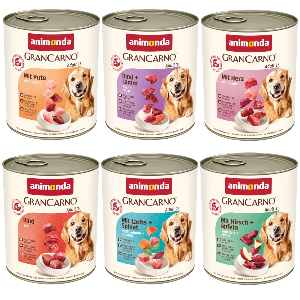 Sparpaket animonda GranCarno Original 12 x 800 g - Mixpaket 1 (6 Sorten) von Animonda GranCarno