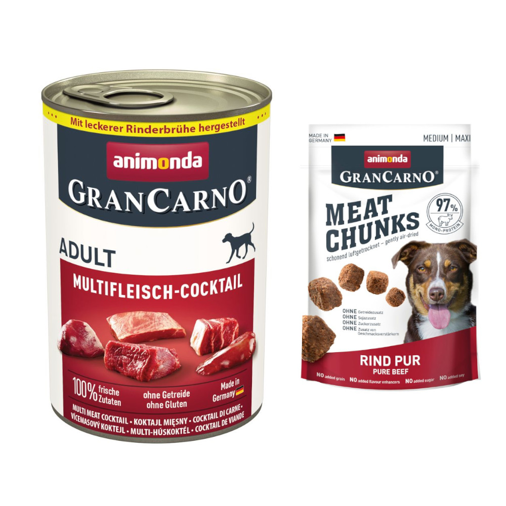 animonda Nassfutter + 80 g Gran Carno Meat Chunks Medium / Maxi gratis! - 6 x 400 g GranCarno Original Adult Multifleisch-Cocktail von Animonda GranCarno