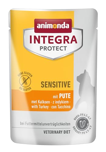 animonda INTEGRA PROTECT Katzenfutter nass Sensitive mit Pute (24 x 85g), vom Tierarzt empfohlen bei Futtermittelallergie, mit Veterinären entwickeltes Diätalleinfutter für erwachsene Katzen von Animonda Integra Protect