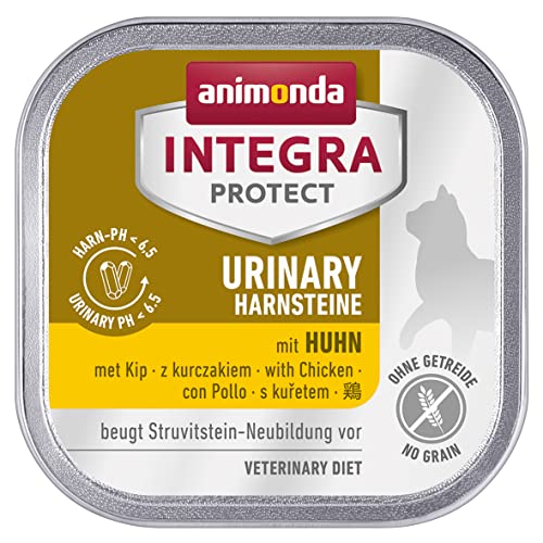 animonda INTEGRA PROTECT Katzenfutter nass Urinary Struvitstein Huhn (16 x 100g) Huhn, vom Tierarzt empfohlen bei Harnsteinen, mit Veterinären entwickeltes Diätalleinfutter für erwachsene Katzen von Animonda Integra Protect