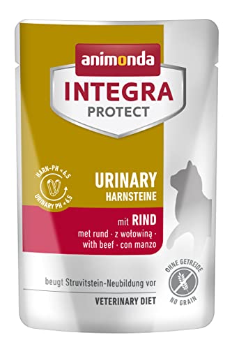 animonda INTEGRA PROTECT Katzenfutter nass Urinary Struvitstein mit Rind (24 x 85g), vom Tierarzt empfohlen bei Harnsteinen, mit Veterinären entwickeltes Diätalleinfutter für erwachsene Katzen von Animonda Integra Protect