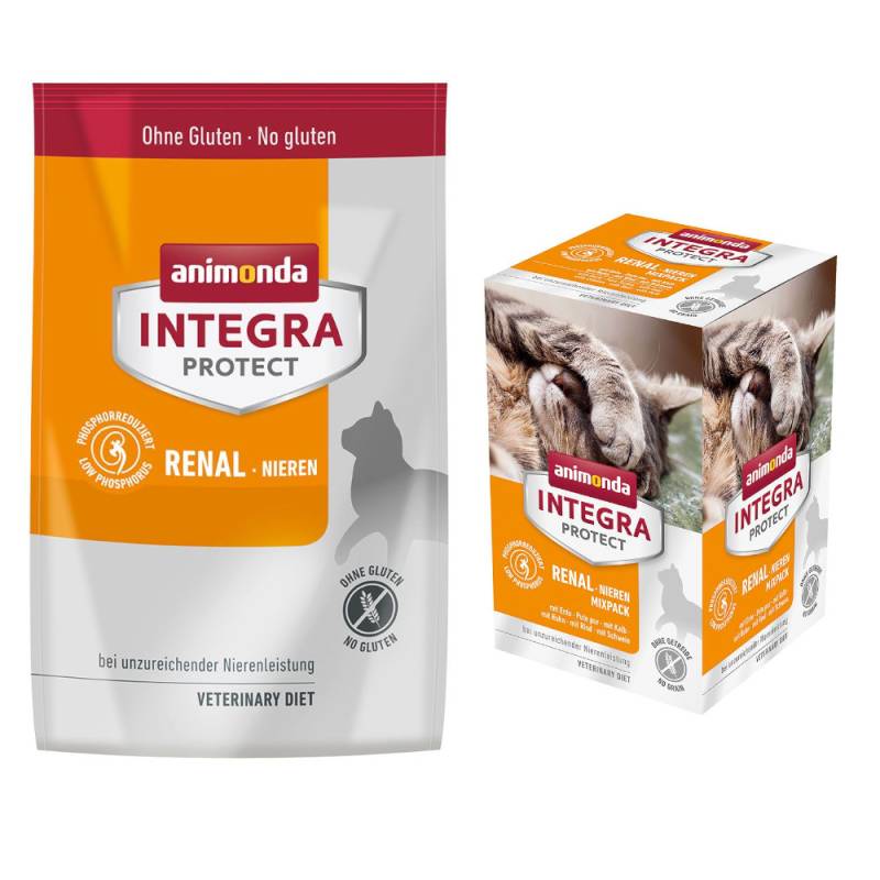 6 x 100 g animonda Integra Protect Adult + 1,2 kg passendes Trockenfutter zum Sonderpreis!  - Niere Mixpaket (6 Sorten) + Nieren von Animonda Integra