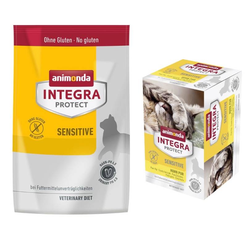 6 x 100 g animonda Integra Protect Adult + 1,2 kg passendes Trockenfutter zum Sonderpreis!  - Sensitive Huhn Pur + Sensitive von Animonda Integra