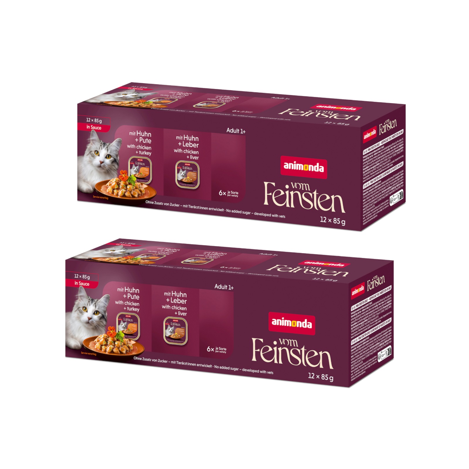 12 + 12 gratis! 24 x 85 g Animonda Vom Feinsten  - Adult in Soße: Mixpaket (2 Sorten) von Animonda Vom Feinsten