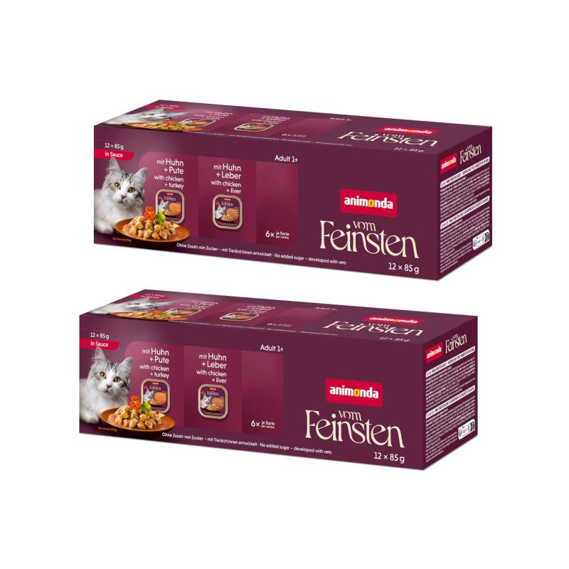 12 + 12 gratis! 24 x 85 g Animonda Vom Feinsten  - Adult in Soße: Mixpaket (2 Sorten) von Animonda Vom Feinsten