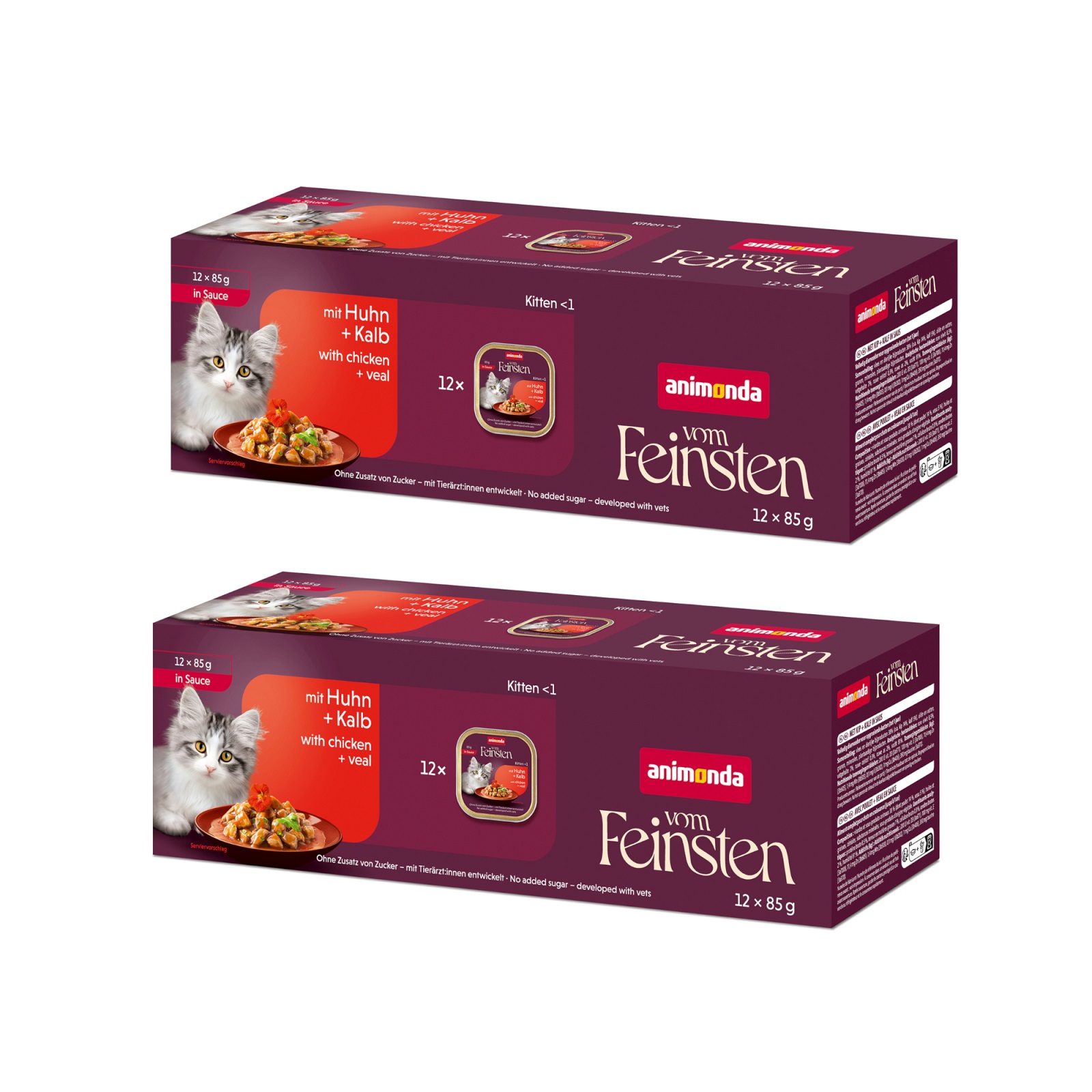 12 + 12 gratis! 24 x 85 g Animonda Vom Feinsten  - Kitten in Soße: Huhn & Kalb von Animonda Vom Feinsten