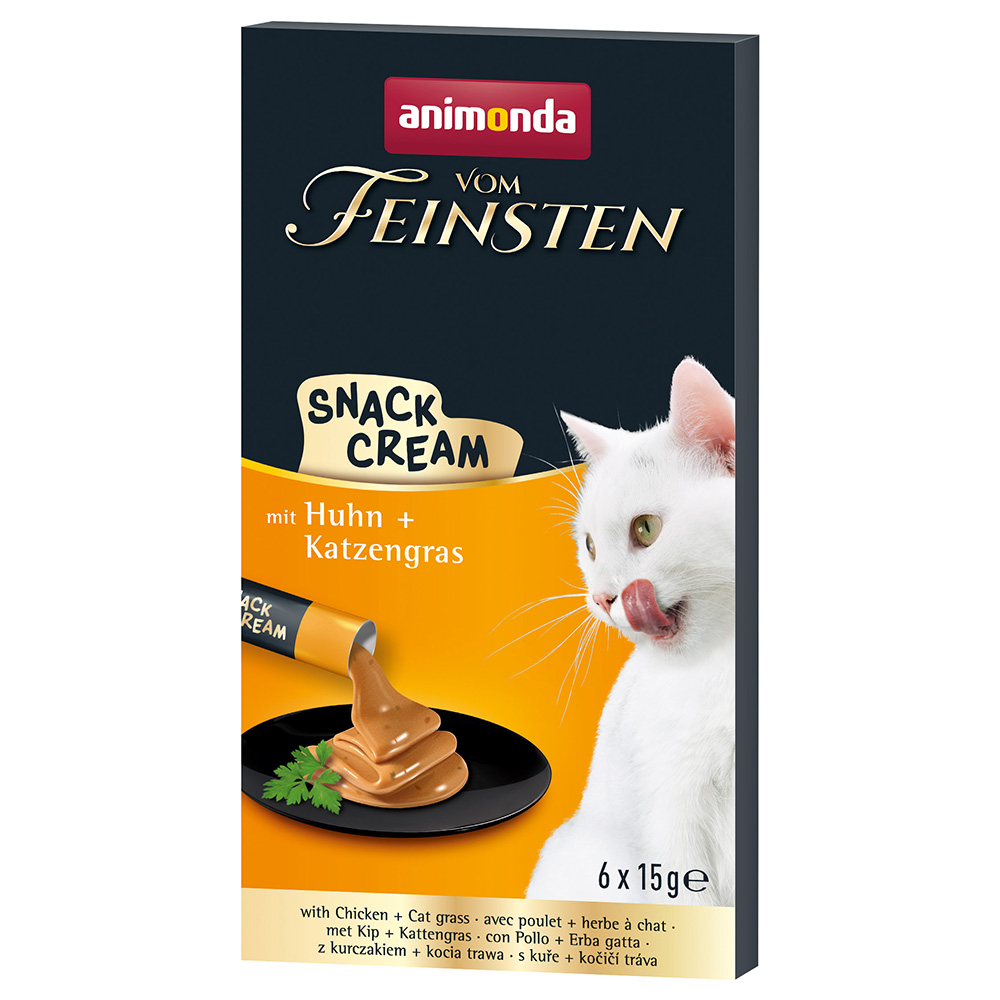 Animonda Vom Feinsten Adult Snack-Cream - Sparpaket 24 x 15 g mit Huhn + Katzengras von Animonda Vom Feinsten