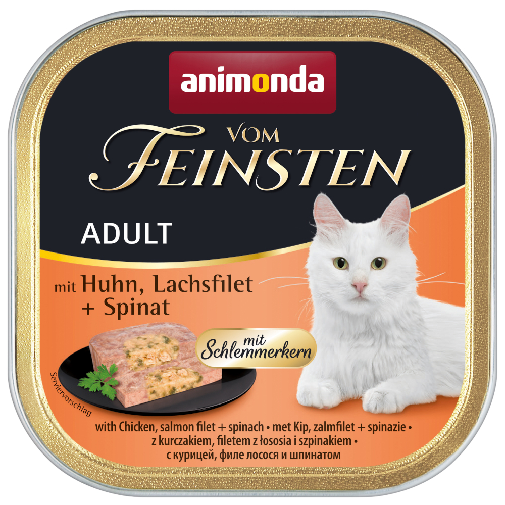 animonda vom Feinsten Adult mit Schlemmerkern 6 x 100 g - Huhn, Lachsfilet & Spinat von Animonda Vom Feinsten