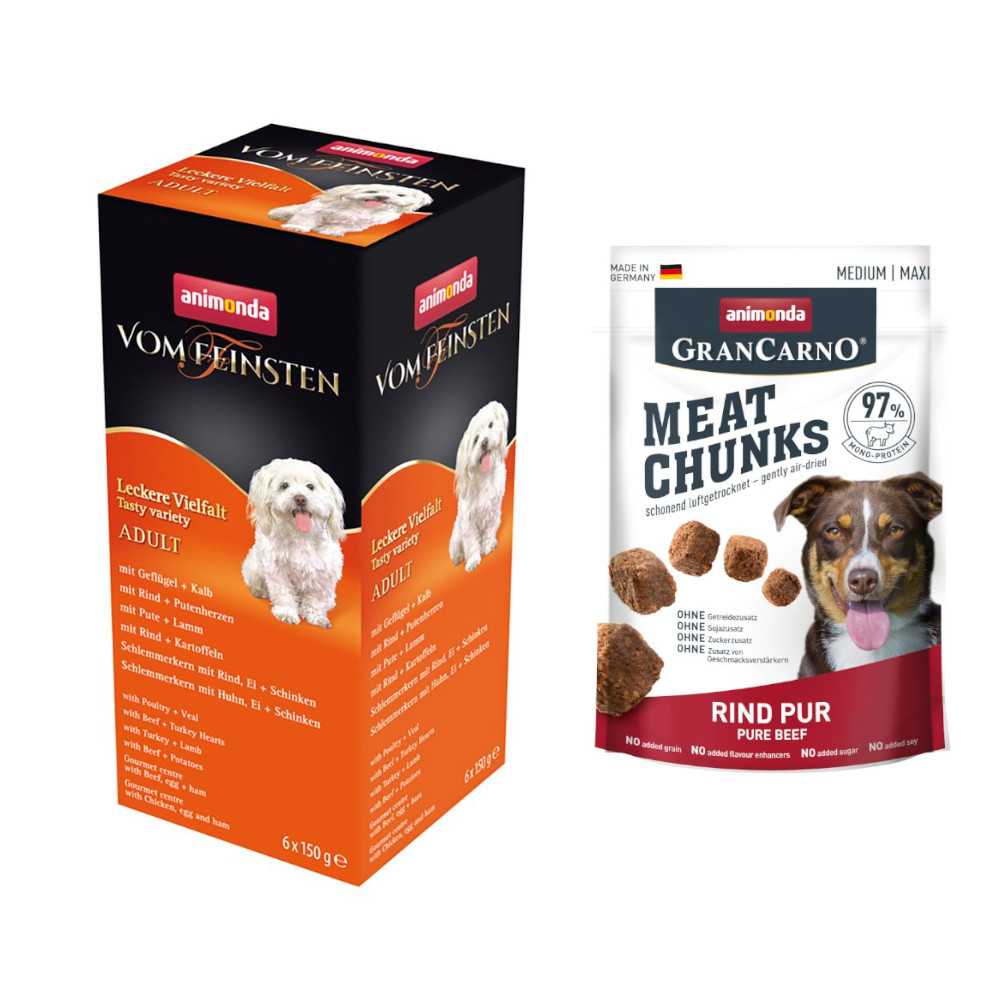 animonda Nassfutter + 80 g Gran Carno Meat Chunks Medium / Maxi gratis! - 6 x 150 g vom Feinsten Adult Mixpaket Leckere Vielfalt (6 Sorten) von Animonda Vom Feinsten