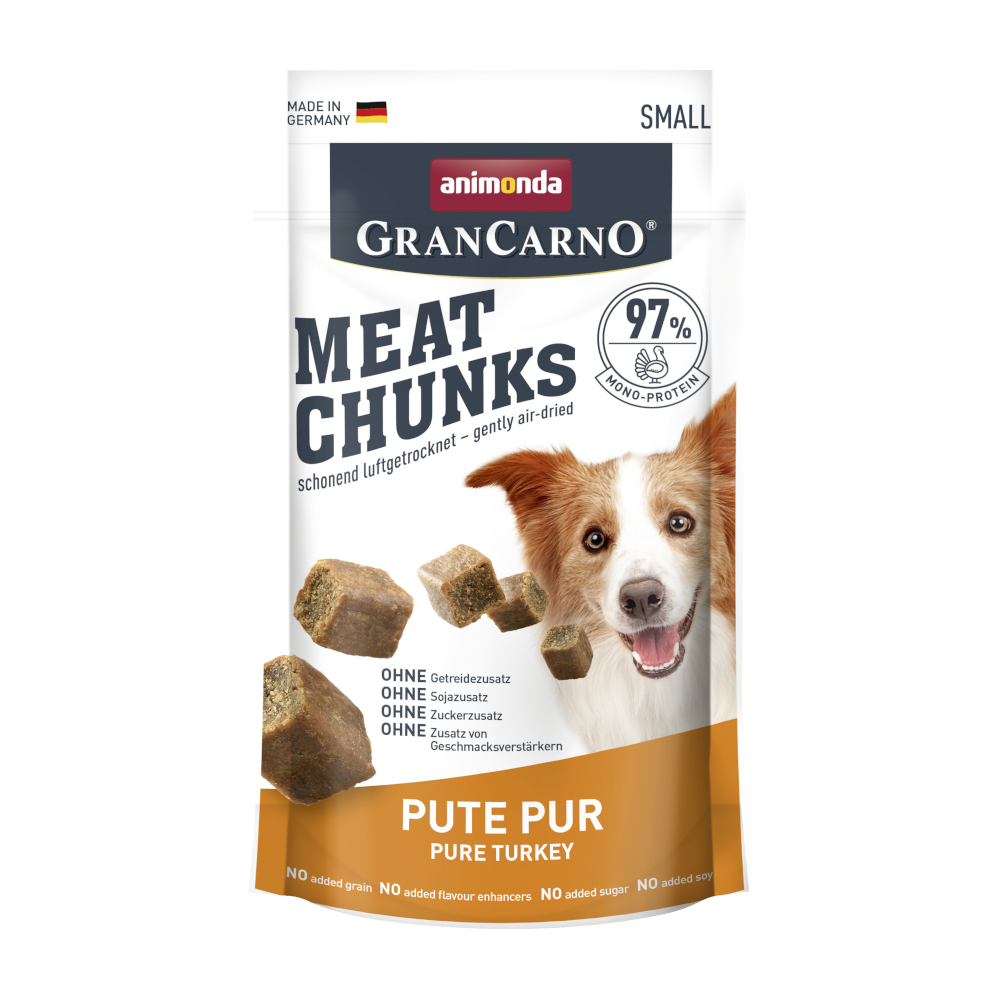 1 + 1 gratis! 2 x 60 g animonda Gran Carno Meat Chunks small Pute Pur - 2 x 60 g von Animonda