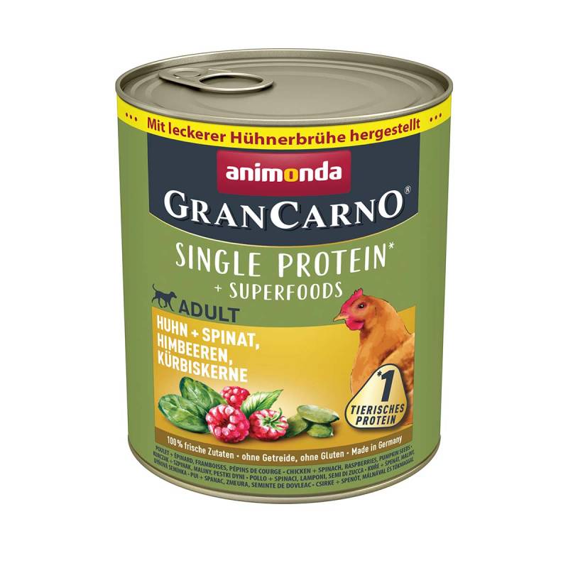 animonda GranCarno superfoods Huhn + Spinat + Himbeer + Kürbiskern 24x800g von animonda GranCarno