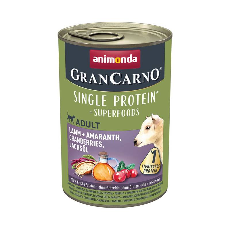 animonda GranCarno superfoods Lamm + Amarant + Cranberry + Lachsöl 24x400g von animonda GranCarno