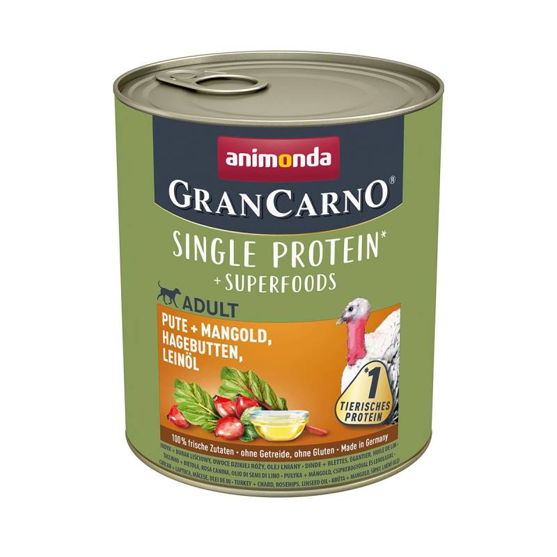 animonda GranCarno superfoods Pute + Mangold + Hagebutte + Leinöl 24x800g von animonda GranCarno