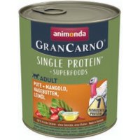 animonda GranCarno Single Protein Superfoods Nassfutter Hund Adult, Pute und Mangold, Hagebutten, Leinöl 24x800 g von Animonda