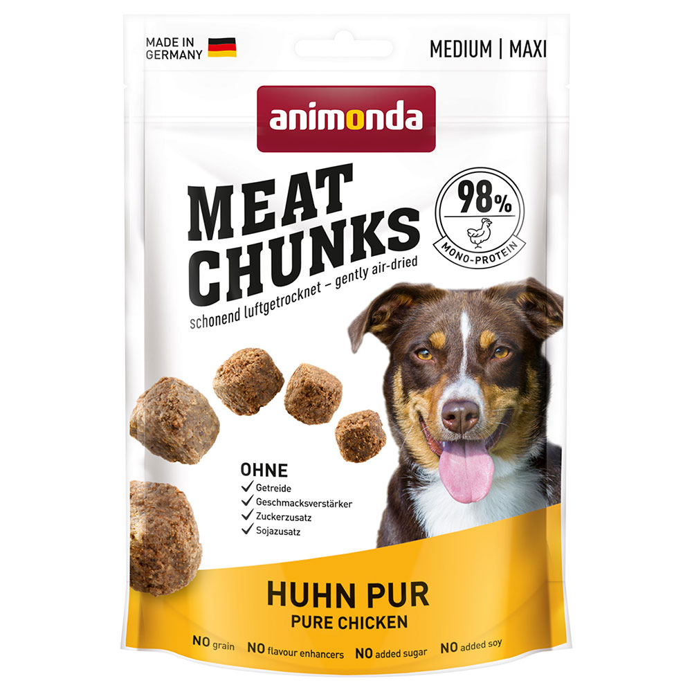 animonda Meat Chunks Medium / Maxi - Sparpaket: 4 x 80 g Huhn Pur von Animonda