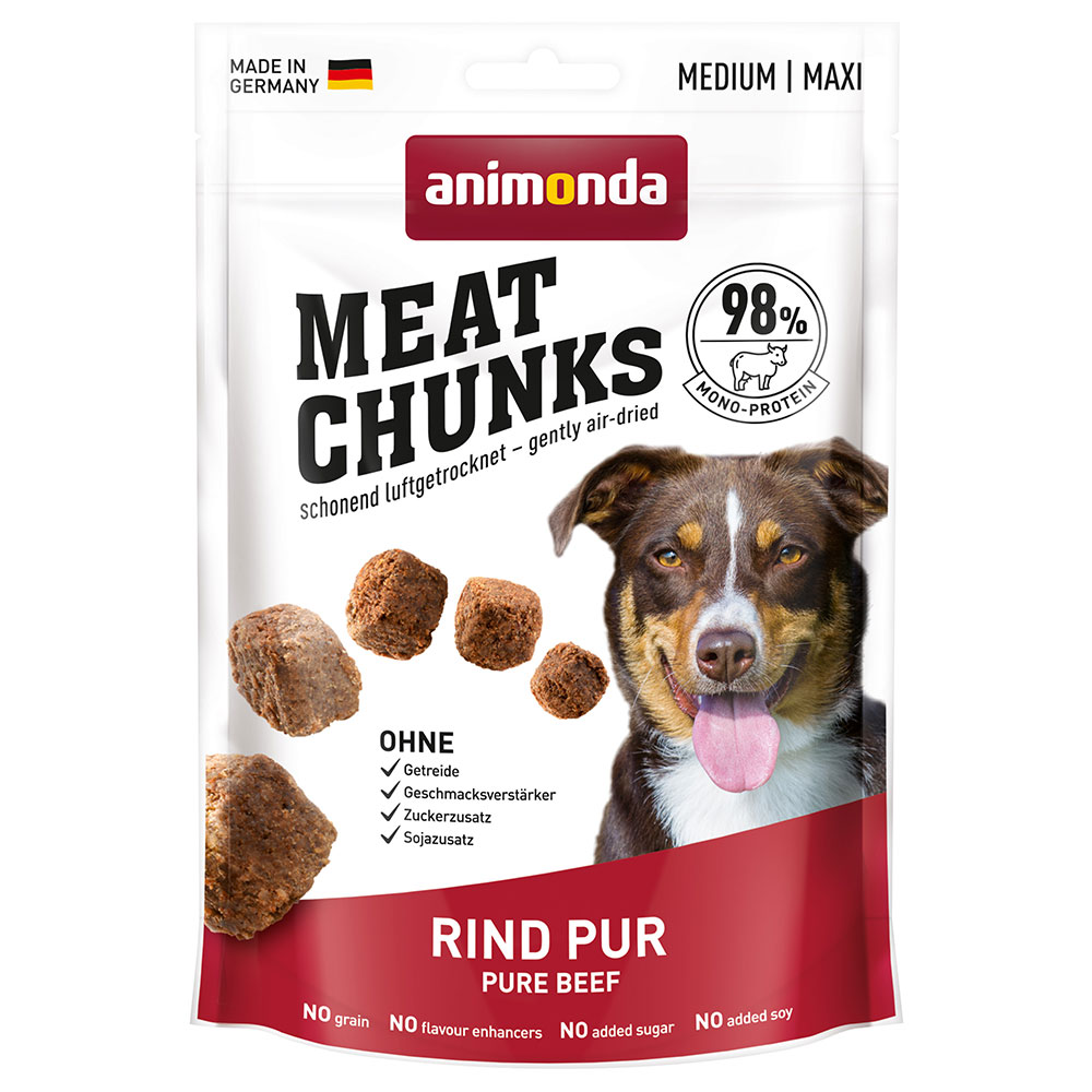 animonda Meat Chunks Medium / Maxi - Sparpaket: 4 x 80 g Rind Pur von Animonda