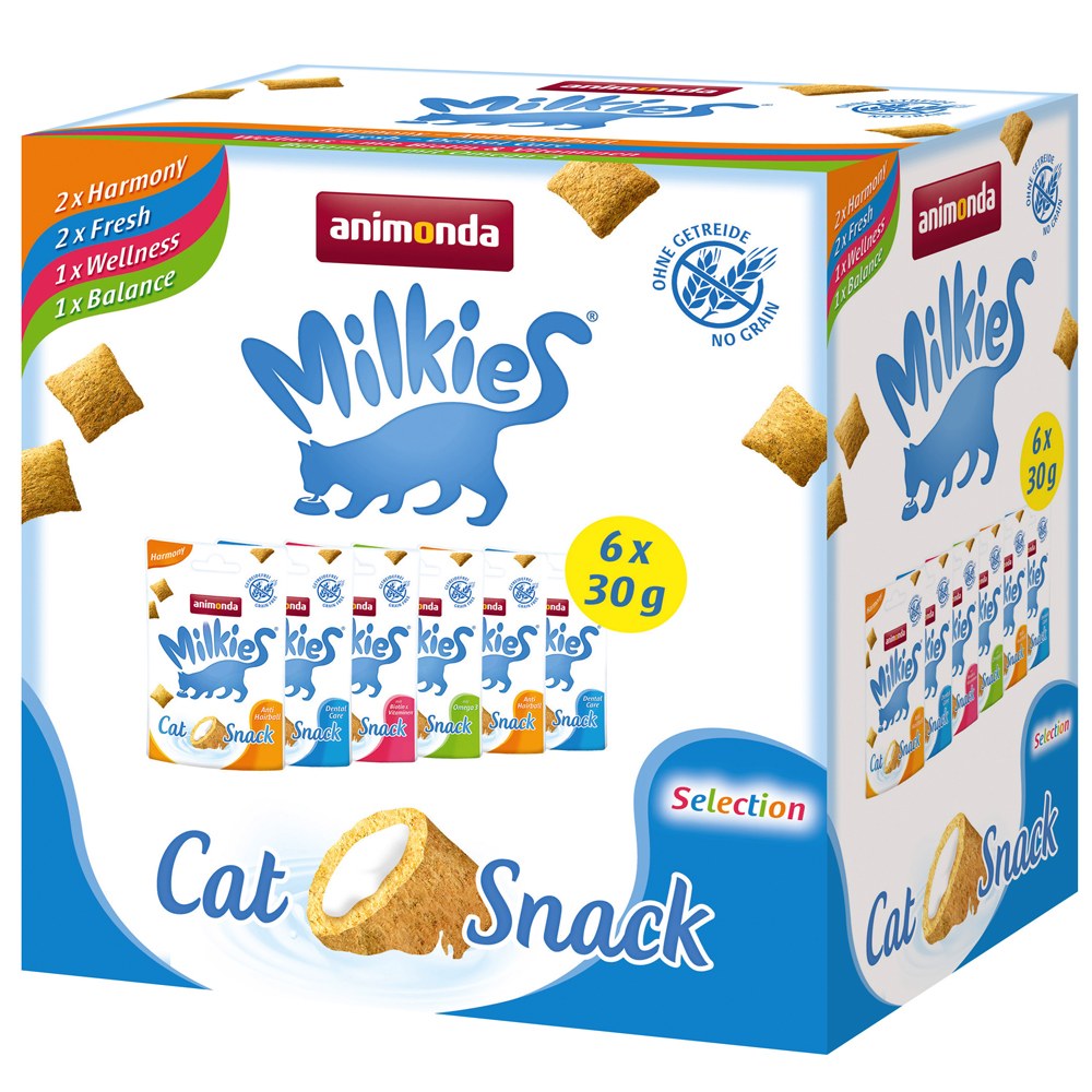 Mixed Pack Animonda Milkies Knuspertaschen - Sparpaket 18 x 30 g (4 Sorten) von Animonda