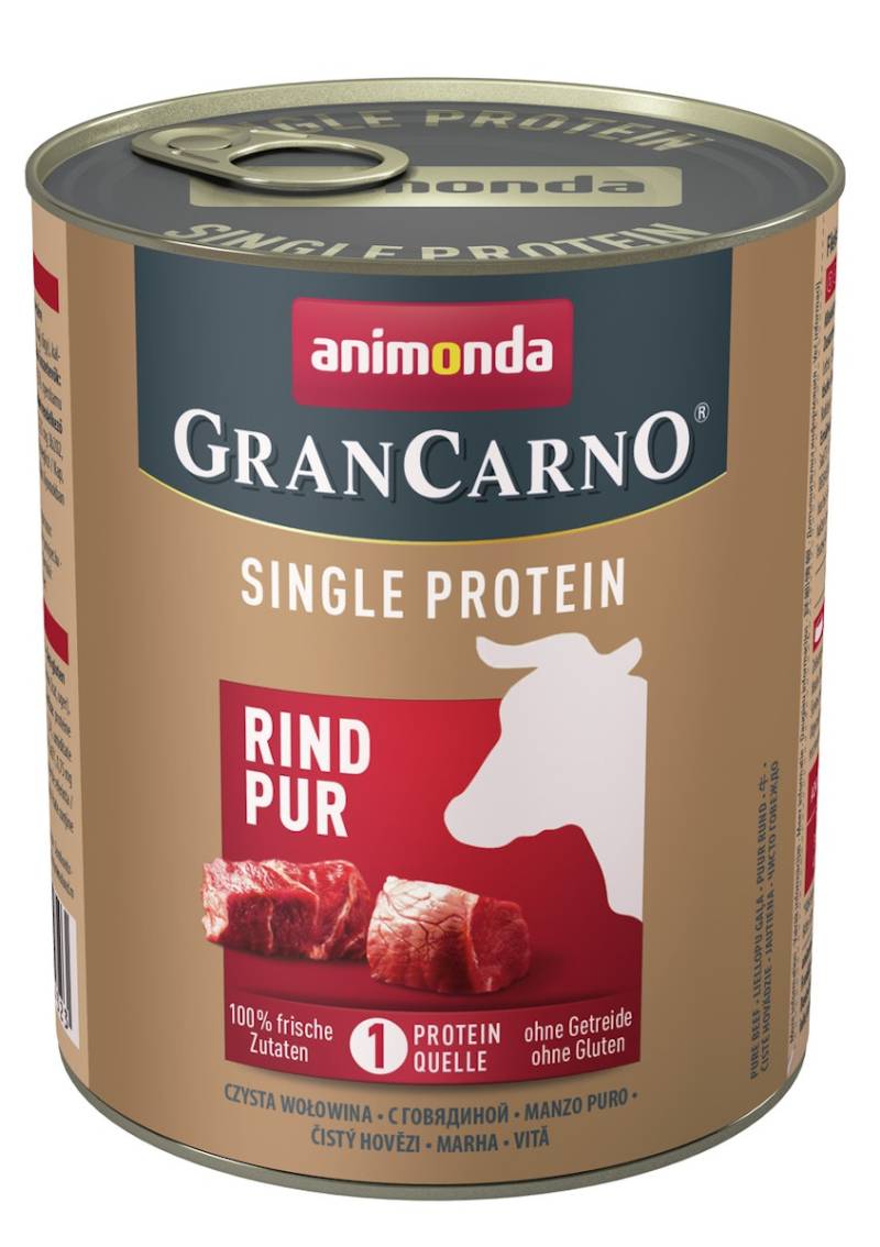 animonda Gran Carno Single Protein 800g Dose Hundenassfutter Sparpaket 12 x 800 Gramm Rind pur