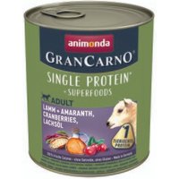 animonda GranCarno Single Protein Superfoods Nassfutter Hund Adult, Lamm und Amaranth, Cranberries, Lachsöl 6x800 g von Animonda