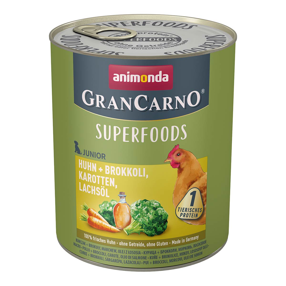 animonda GranCarno superfoods Junior Huhn + Brokkoli, Karotte, Lachsöl 24x800g von animonda GranCarno