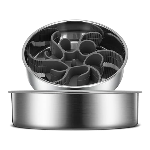 2 in 1 Slow Feeder Hundenäpfe Edelstahl Futternäpfe mit Silikon Slow Feeder Einsatz Abnehmbare rutschfeste Gummibasis für mittlere und große Hunde zum Verlangsamen des Fressens (mittlere & große 2 in 1 Slow Feeder Hundenäpfe Edelstahl Futternäpfe mit Silikon Slow Feeder Einsatz Abnehmbare rutschfeste Gummibasis für mittlere und große Hunde zum Verlangsamen des Fressens (mittlere & große von Anipaw