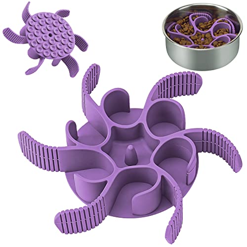 Anipaw Futternäpfe für Hunde, Silikon, spiralförmig, zum Verlangsamen des Fressens für große, mittelgroße und kleine Rassen, perfekt mit Edelstahl-Glaskeramik-Haustiernäpfen (lila) von Anipaw