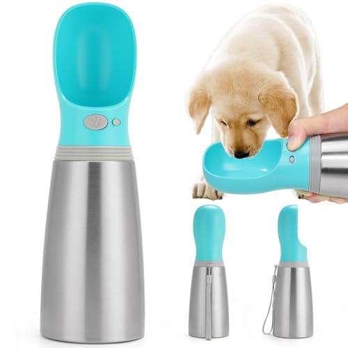 Tragbare Hundewasserflasche, 680 ml, Edelstahl, auslaufsicher, Welpen-Wasserspender mit Trink-Futterspender für Haustiere, Reisen, Spazierengehen, Wandern und Outdoor-Aktivitäten von Anipaw