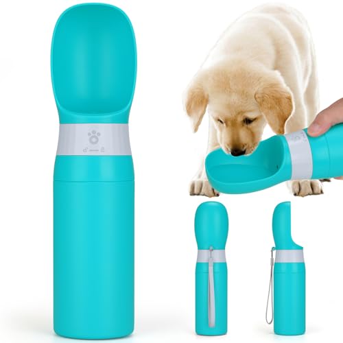 Tragbare Hundewasserflasche, Edelstahl, auslaufsicher, Welpen-Wasserspender mit Trink-Futterspender für Haustiere, Reisen, Spazierengehen, Wandern und Outdoor-Aktivitäten von Anipaw